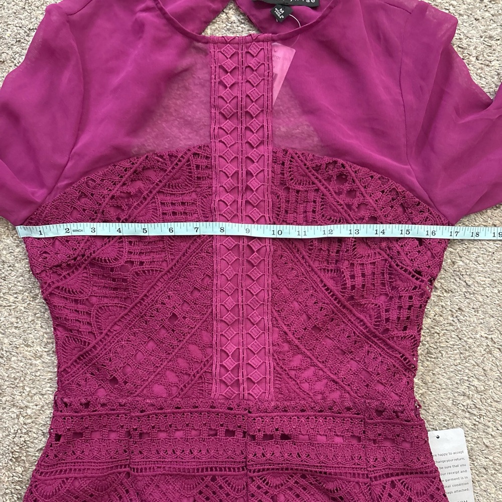 New Medium Adelyn Rae Purple Berry Lace Open Back Romper - Picture 13 of 16